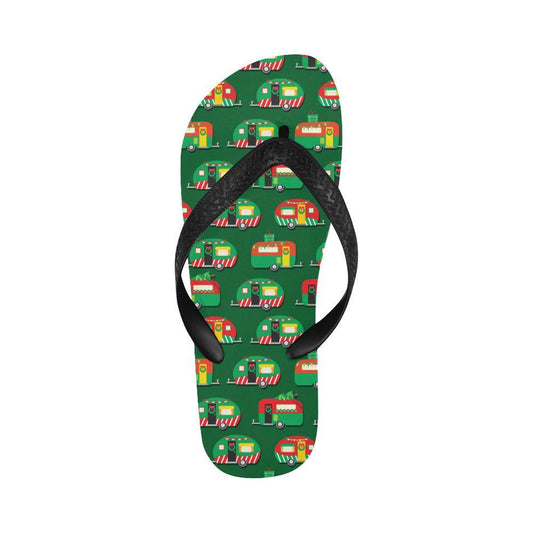 Camper Camping Christmas Themed Print Flip Flops-JTAMIGO.COM