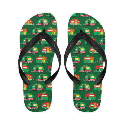 Camper Camping Christmas Themed Print Flip Flops-JTAMIGO.COM