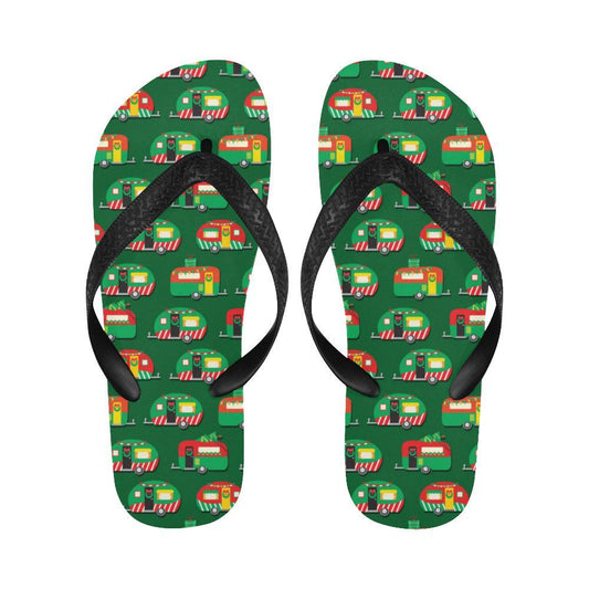 Camper Camping Christmas Themed Print Flip Flops-JTAMIGO.COM