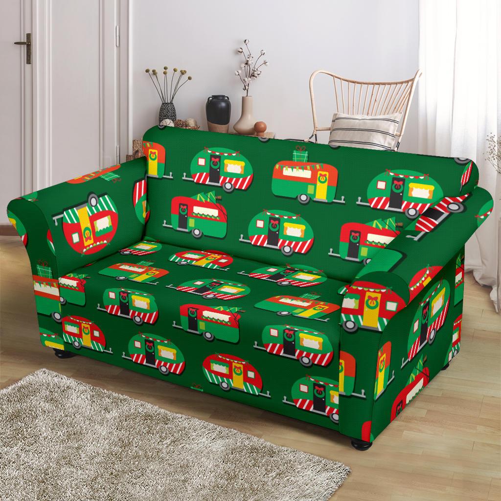 Camper Camping Christmas Themed Print Loveseat Slipcover-JTAMIGO.COM