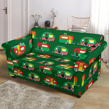 Camper Camping Christmas Themed Print Loveseat Slipcover-JTAMIGO.COM
