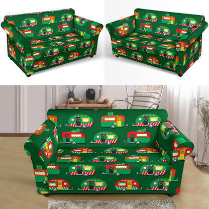 Camper Camping Christmas Themed Print Loveseat Slipcover-JTAMIGO.COM