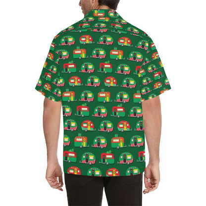 Camper Camping Christmas Themed Print Men Aloha Hawaiian Shirt