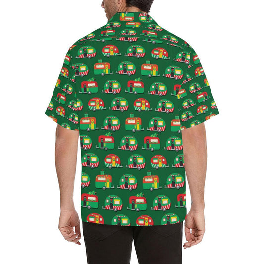 Camper Camping Christmas Themed Print Men Aloha Hawaiian Shirt