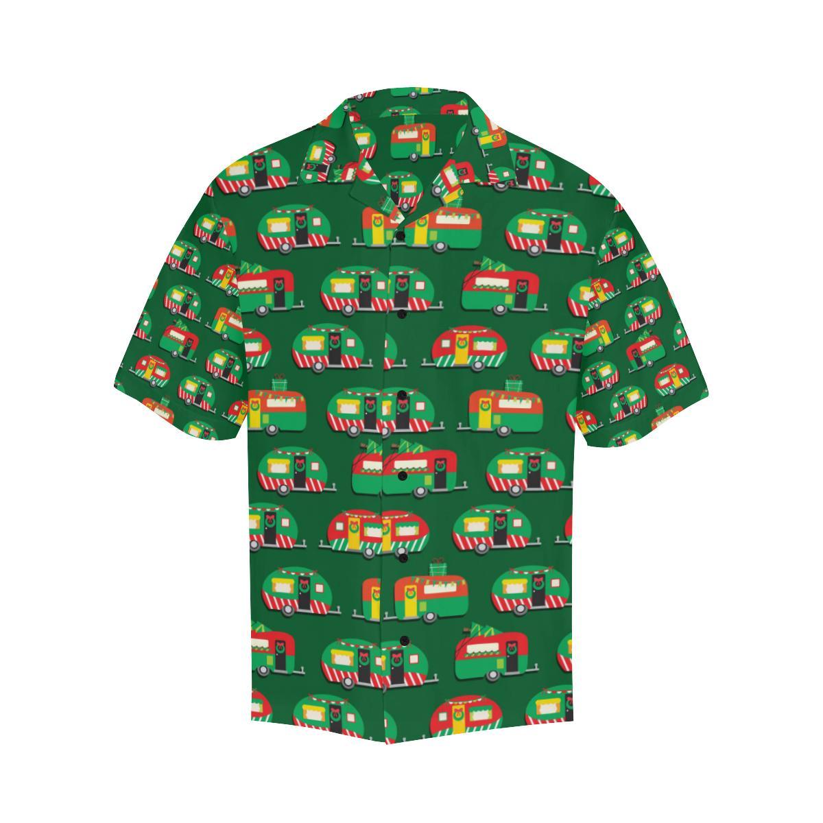 Camper Camping Christmas Themed Print Men Aloha Hawaiian Shirt