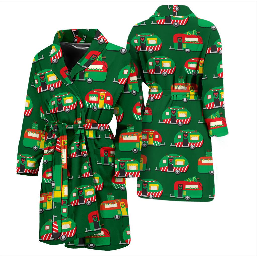 Camper Camping Christmas Themed Print Men Bath Robe-JTAMIGO.COM