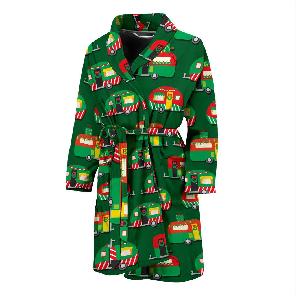 Camper Camping Christmas Themed Print Men Bath Robe-JTAMIGO.COM