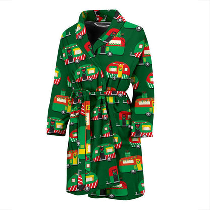 Camper Camping Christmas Themed Print Men Bath Robe-JTAMIGO.COM