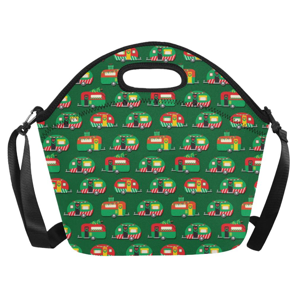 Camper Camping Christmas Themed Print Neoprene Lunch Bag (Model 1669)(Large)-JTAMIGO.COM