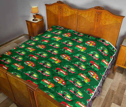 Camper Camping Christmas Themed Print Premium Quilt-JTAMIGO.COM