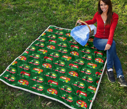 Camper Camping Christmas Themed Print Premium Quilt-JTAMIGO.COM