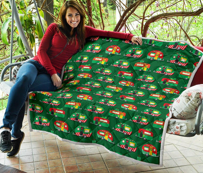 Camper Camping Christmas Themed Print Premium Quilt-JTAMIGO.COM