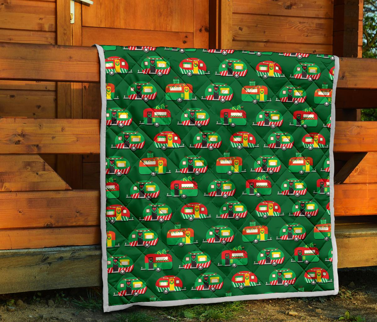Camper Camping Christmas Themed Print Premium Quilt-JTAMIGO.COM