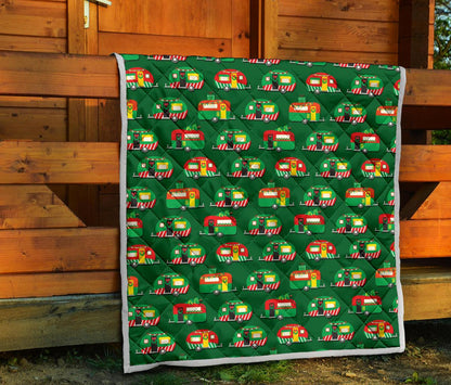 Camper Camping Christmas Themed Print Premium Quilt-JTAMIGO.COM
