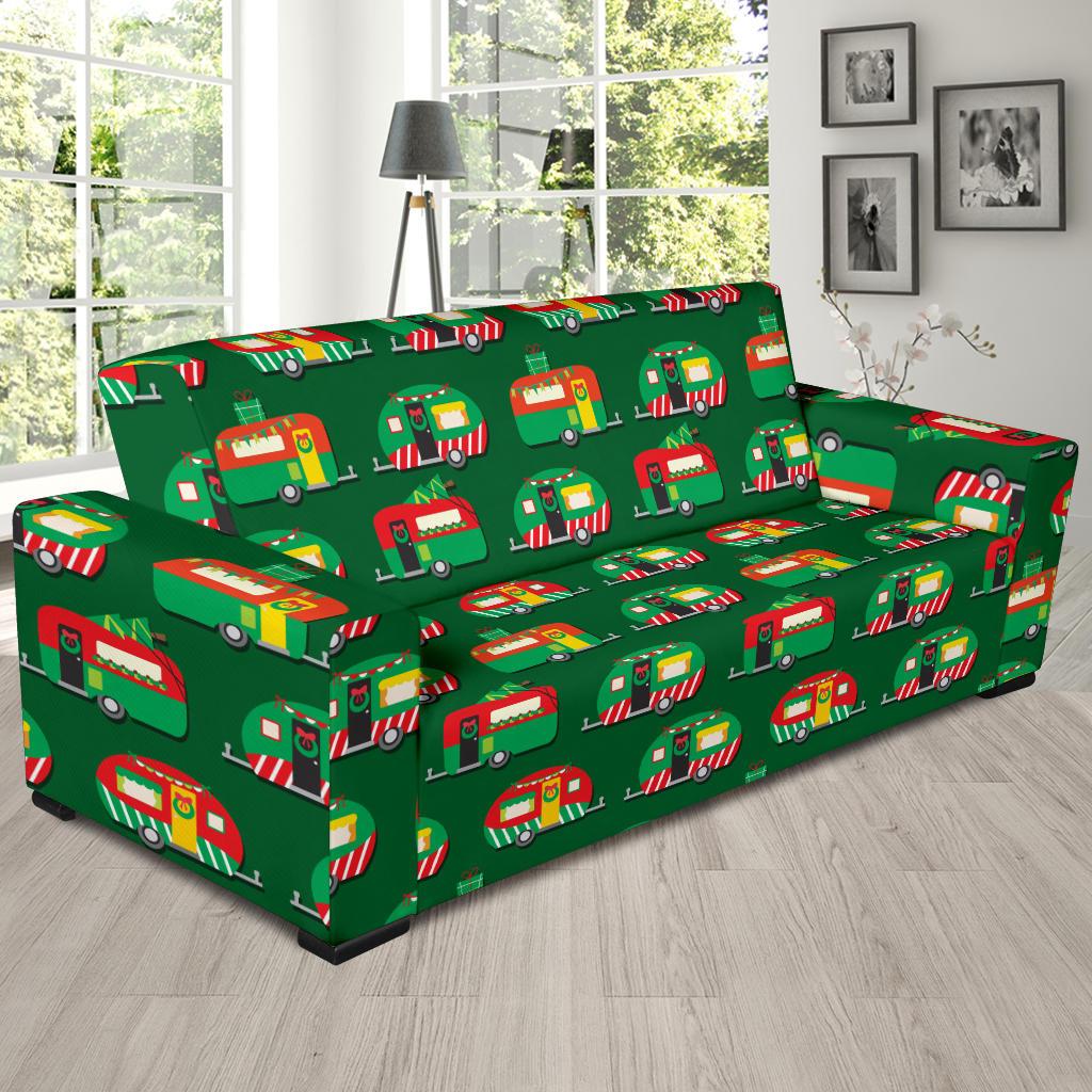 Camper Camping Christmas Themed Print Sofa Slipcover-JTAMIGO.COM