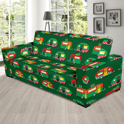Camper Camping Christmas Themed Print Sofa Slipcover-JTAMIGO.COM