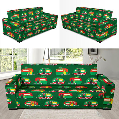 Camper Camping Christmas Themed Print Sofa Slipcover-JTAMIGO.COM