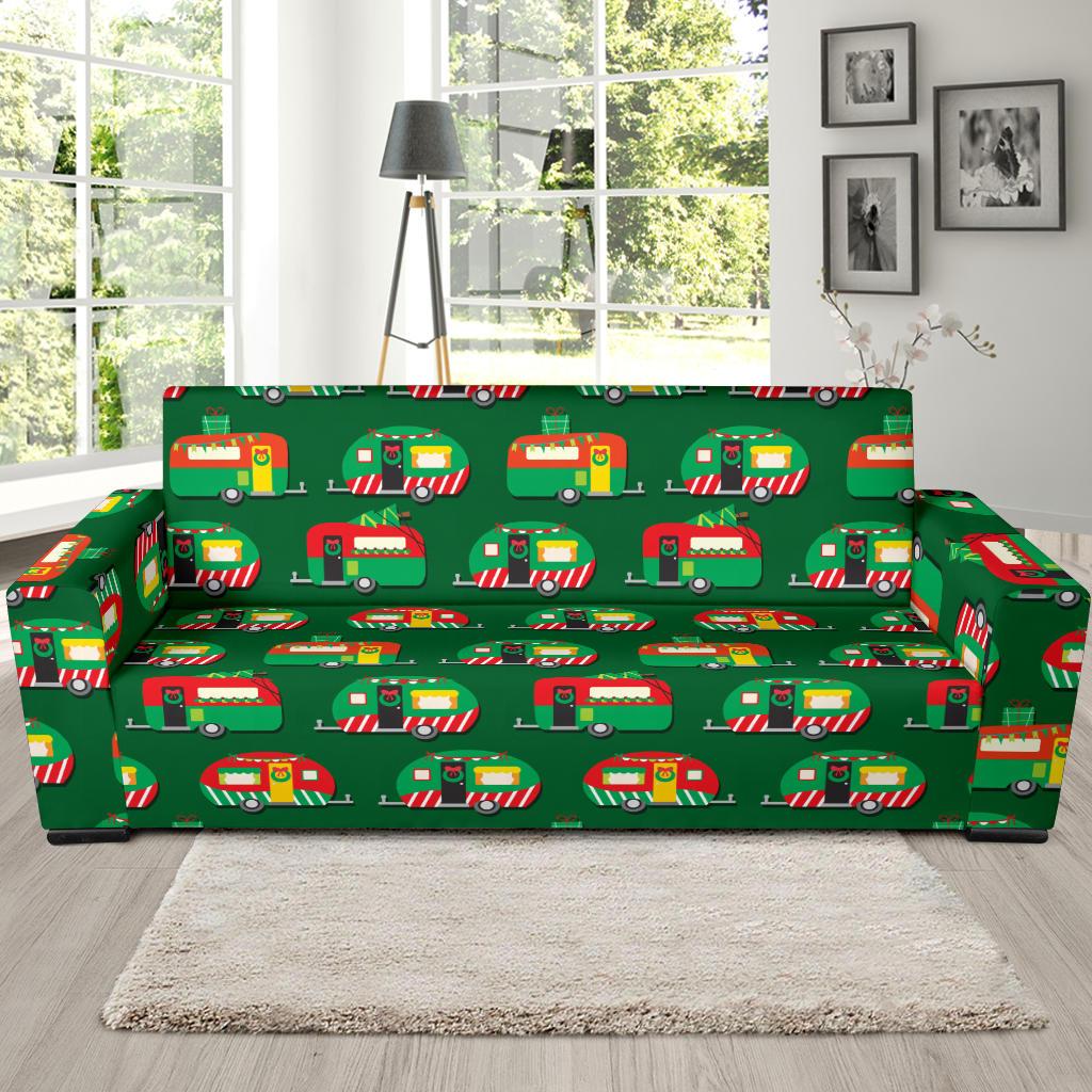 Camper Camping Christmas Themed Print Sofa Slipcover-JTAMIGO.COM