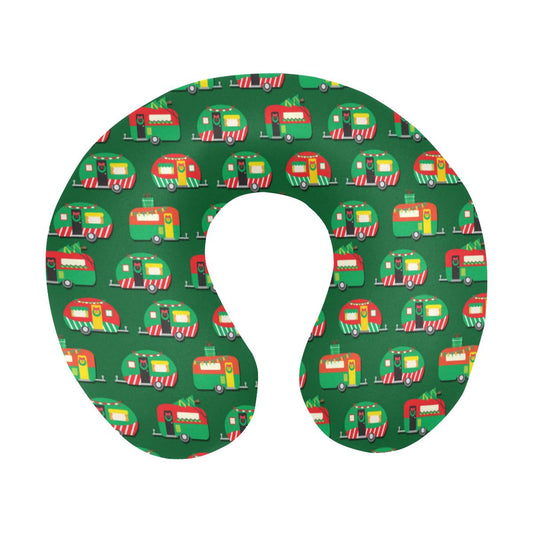 Camper Camping Christmas Themed Print U-Shaped Travel Neck Pillow-JTAMIGO.COM