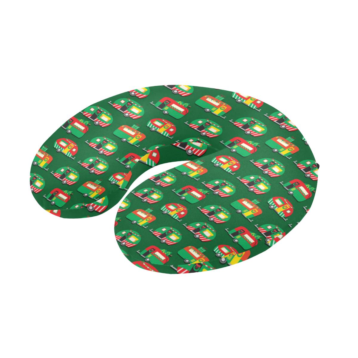 Camper Camping Christmas Themed Print U-Shaped Travel Neck Pillow-JTAMIGO.COM