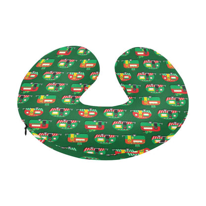 Camper Camping Christmas Themed Print U-Shaped Travel Neck Pillow-JTAMIGO.COM