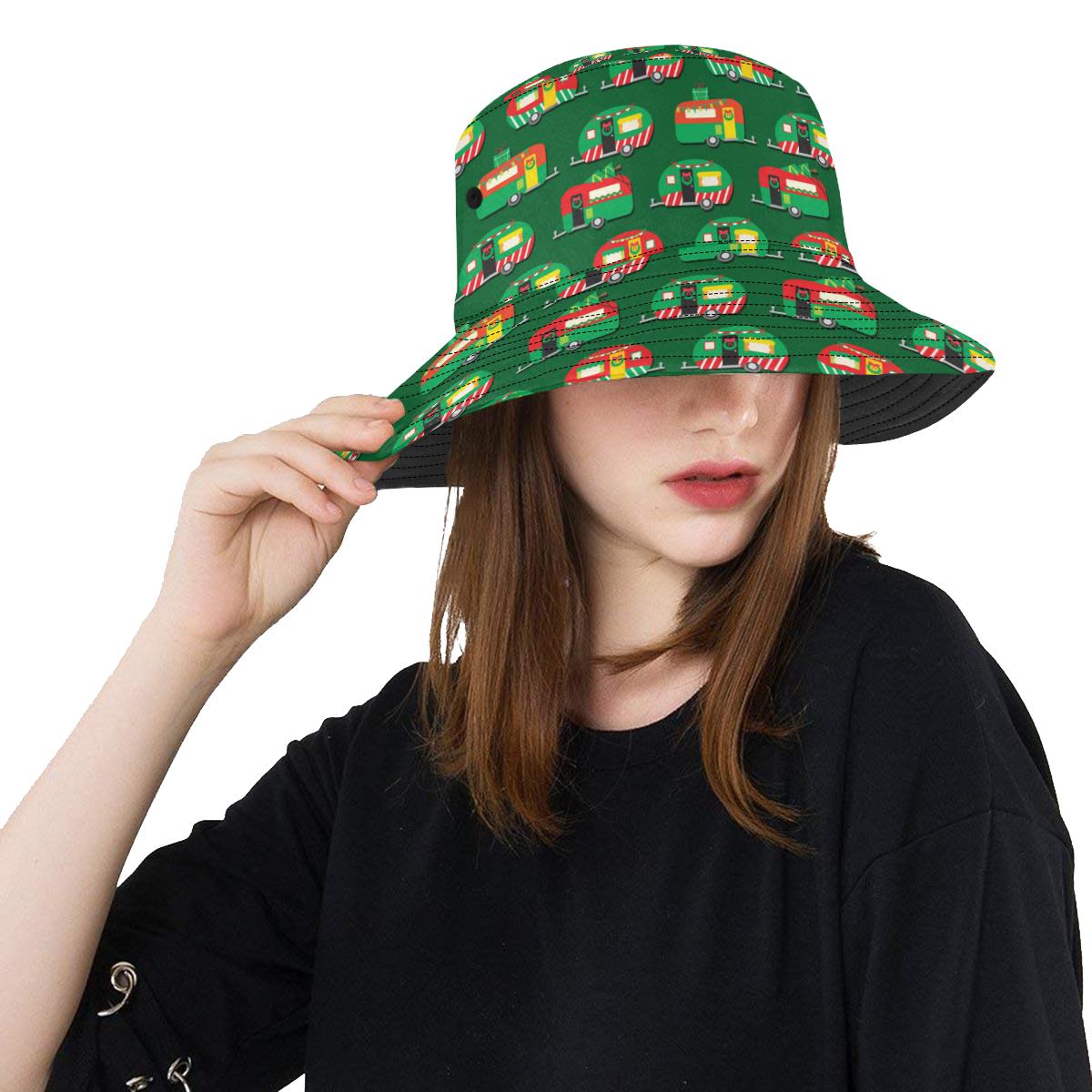 Camper Camping Christmas Themed Print Unisex Bucket Hat