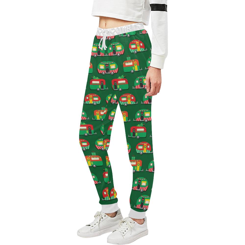 Camper Camping Christmas Themed Print Unisex Casual Sweatpants (Model L11)-JTAMIGO.COM