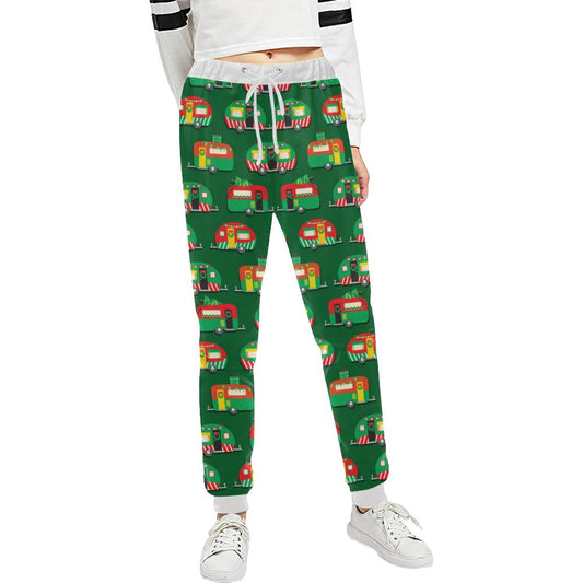 Camper Camping Christmas Themed Print Unisex Casual Sweatpants (Model L11)-JTAMIGO.COM