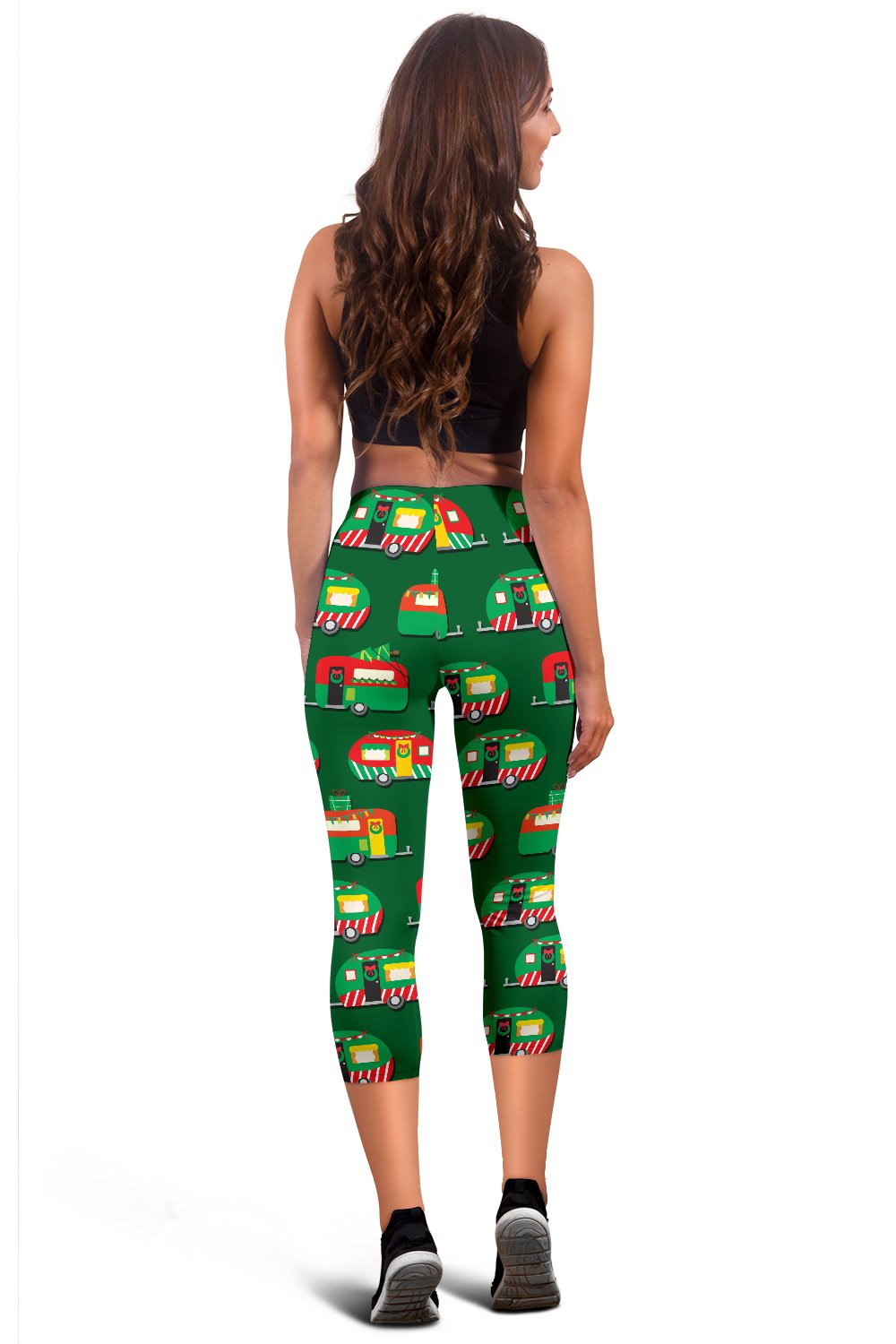 Camper Camping Christmas Themed Print Women Capris