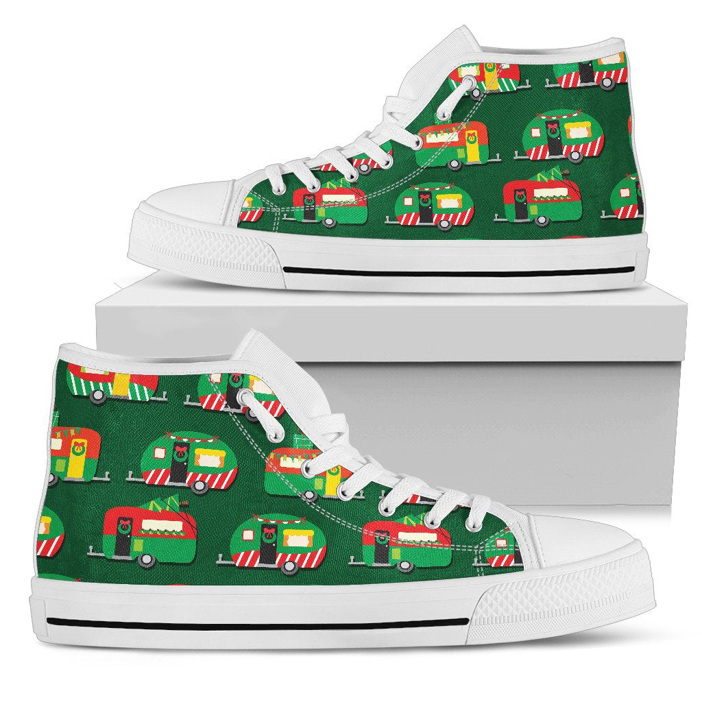 Camper Camping Christmas Themed Print Women High Top Shoes