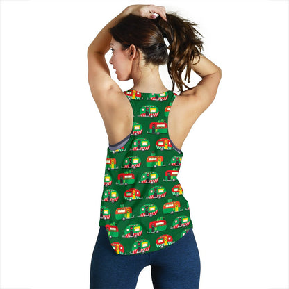 Camper Camping Christmas Themed Print Women Racerback Tank Top