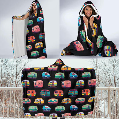 Camper Camping Pattern Hooded Blanket-JTAMIGO.COM