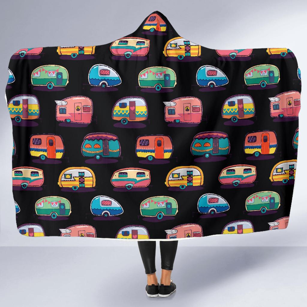 Camper Camping Pattern Hooded Blanket-JTAMIGO.COM