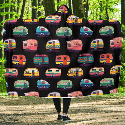 Camper Camping Pattern Hooded Blanket-JTAMIGO.COM