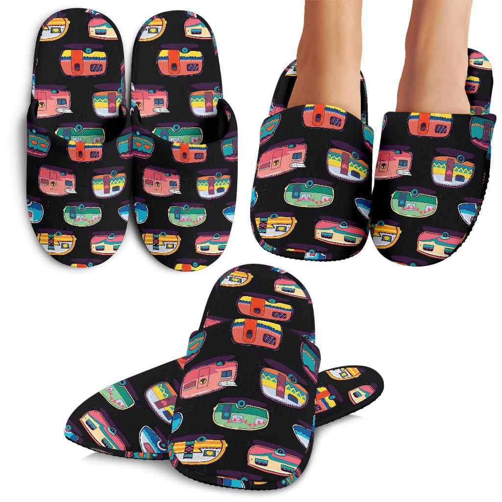 Camper Camping Pattern House Slippers