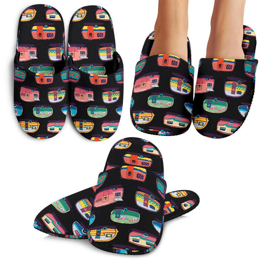 Camper Camping Pattern House Slippers