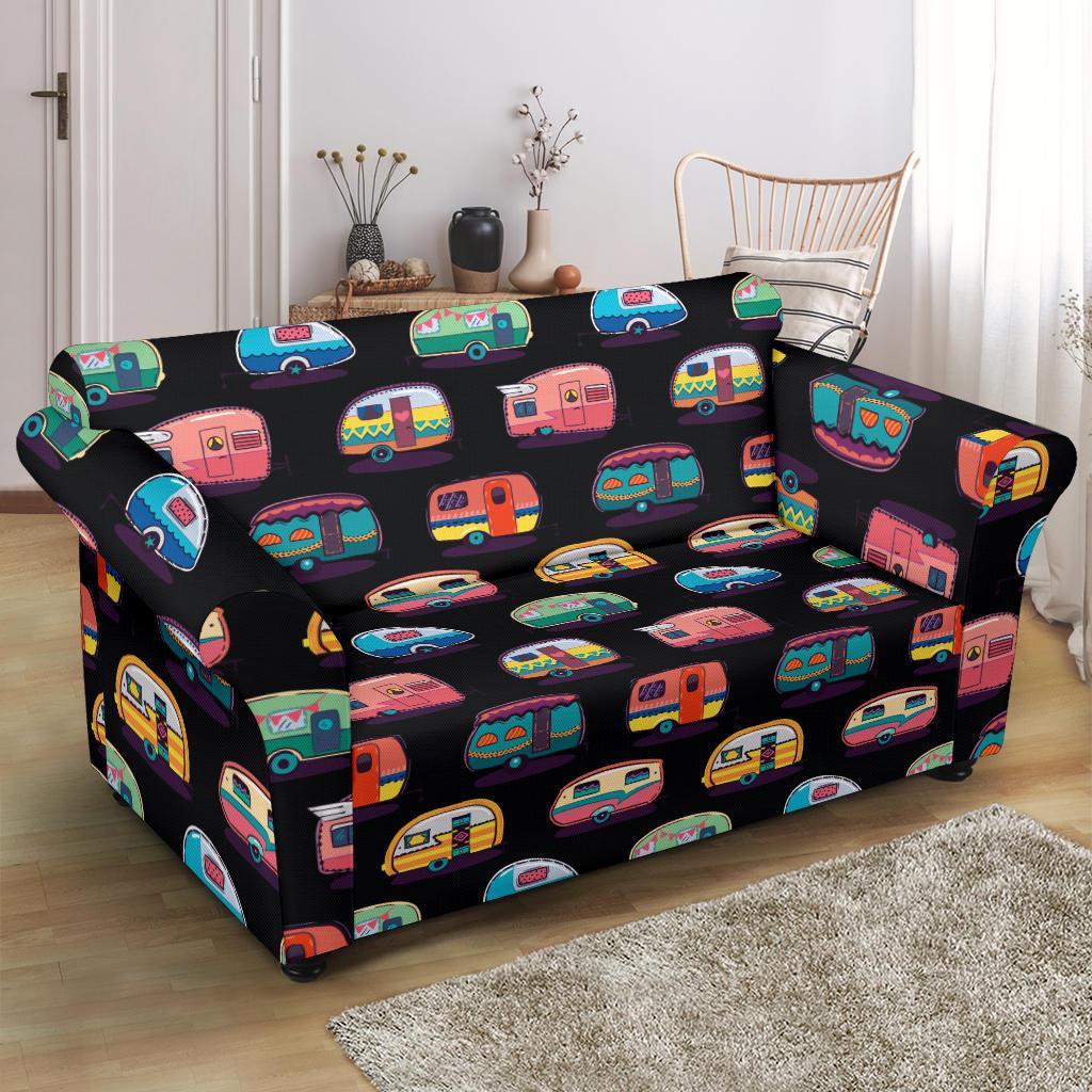 Camper Camping Pattern Loveseat Slipcover-JTAMIGO.COM