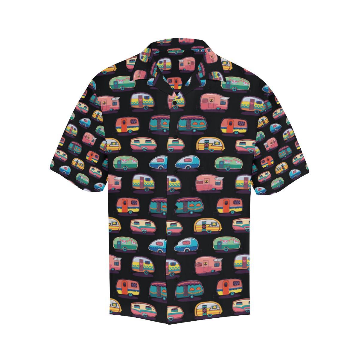 Camper Camping Pattern Men Aloha Hawaiian Shirt