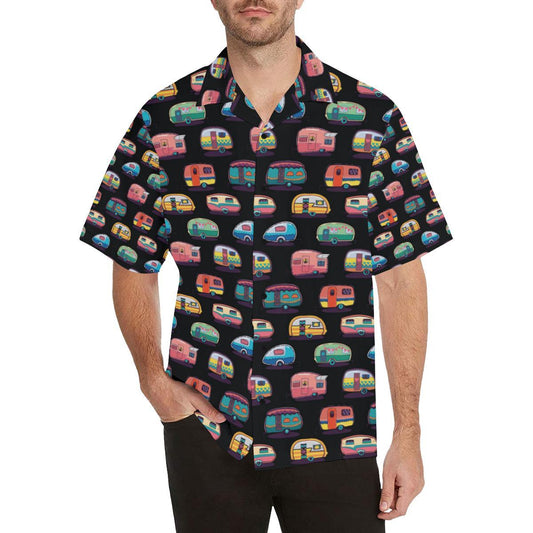 Camper Camping Pattern Men Aloha Hawaiian Shirt