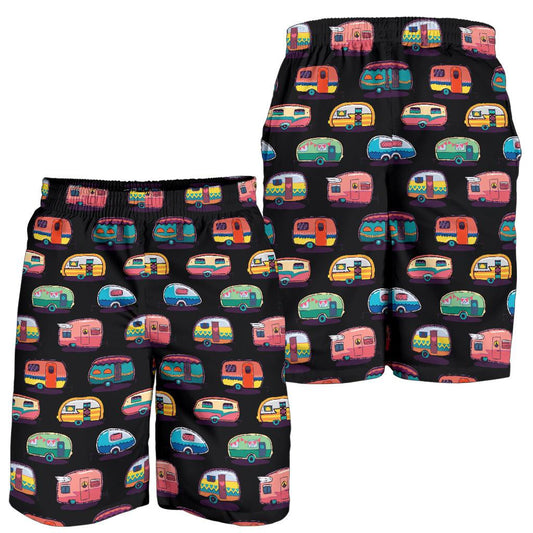 Camper Camping Pattern Mens Shorts-JTAMIGO.COM