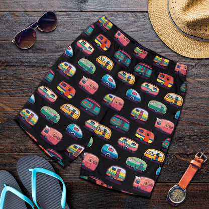 Camper Camping Pattern Mens Shorts-JTAMIGO.COM