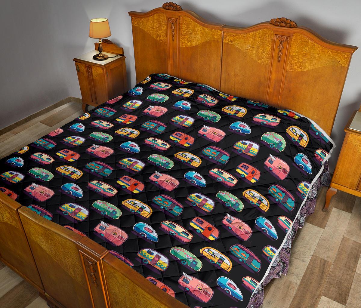 Camper Camping Pattern Premium Quilt-JTAMIGO.COM