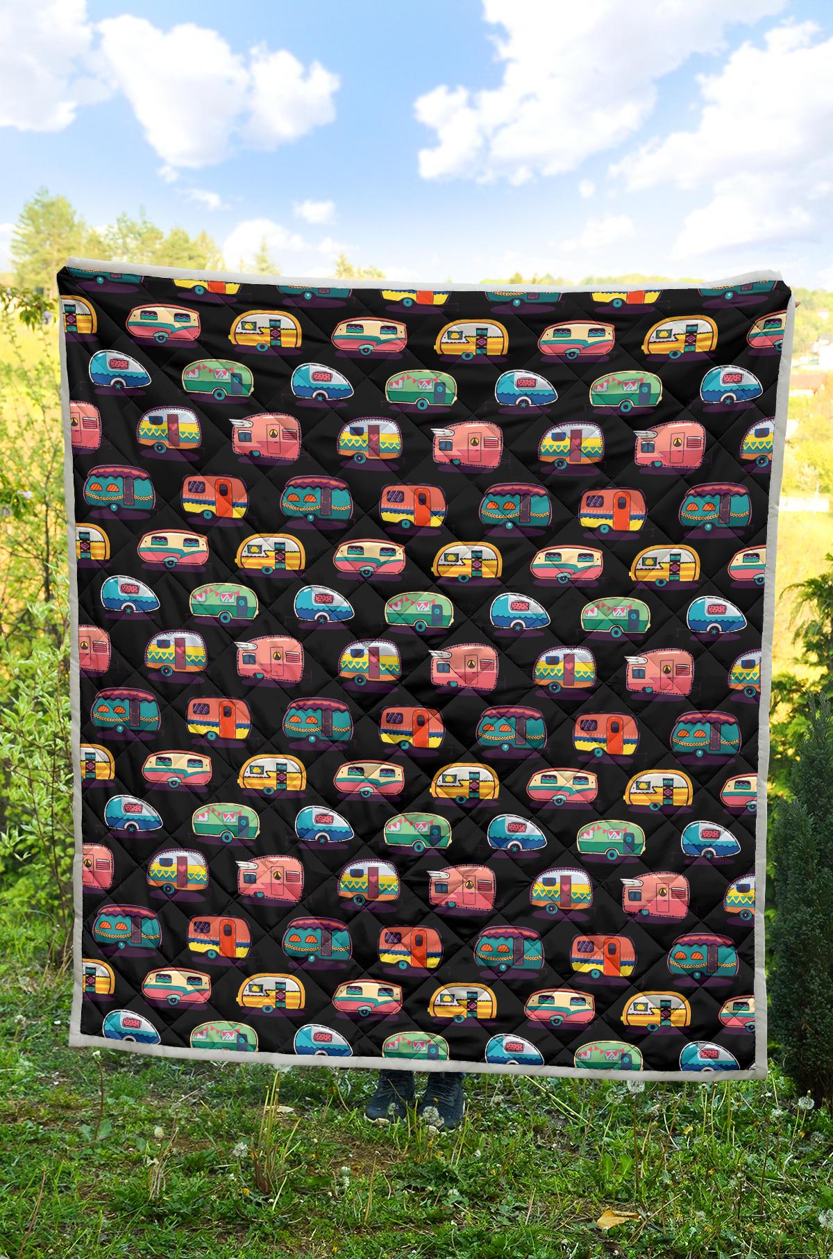 Camper Camping Pattern Premium Quilt-JTAMIGO.COM