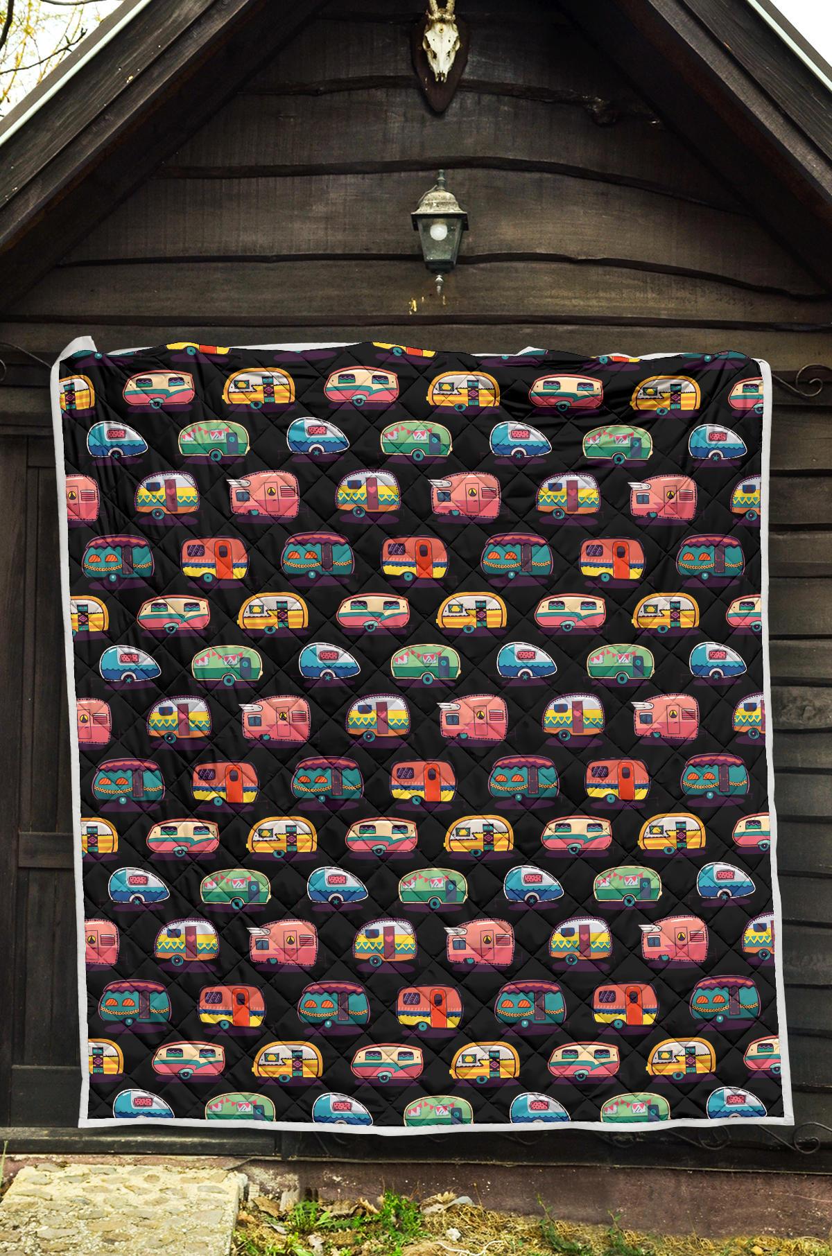 Camper Camping Pattern Premium Quilt-JTAMIGO.COM