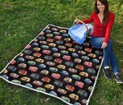 Camper Camping Pattern Premium Quilt-JTAMIGO.COM