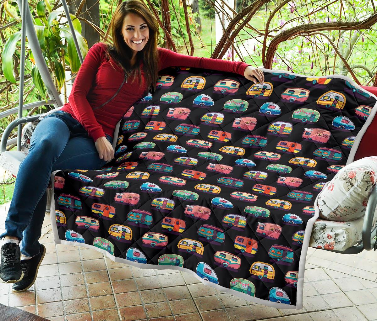 Camper Camping Pattern Premium Quilt-JTAMIGO.COM