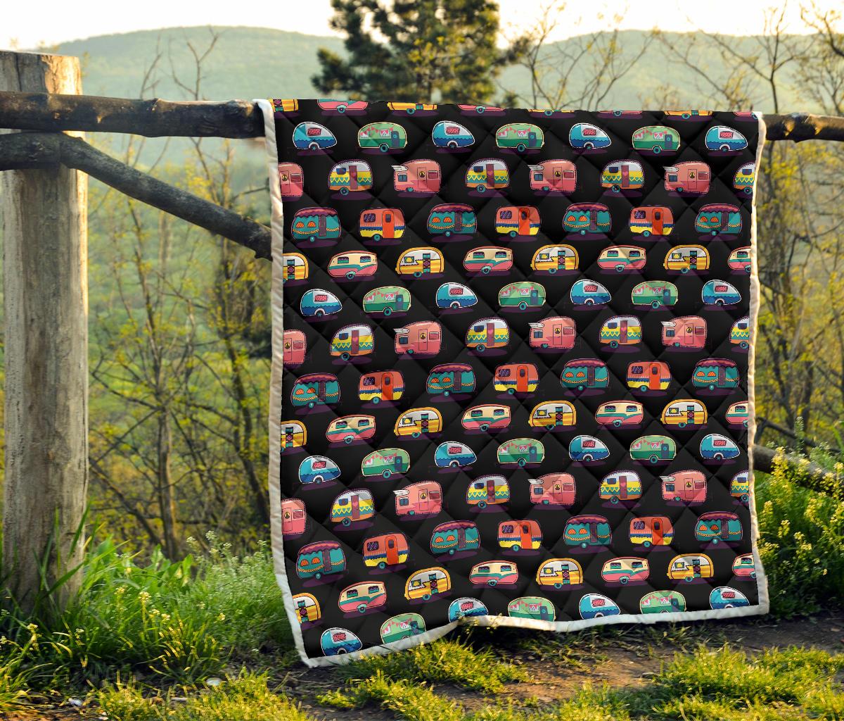 Camper Camping Pattern Premium Quilt-JTAMIGO.COM