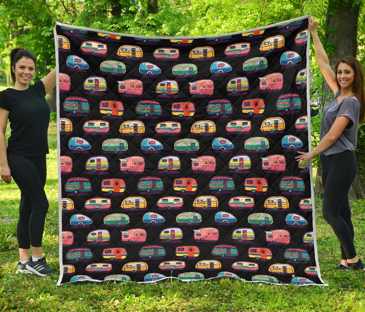 Camper Camping Pattern Premium Quilt-JTAMIGO.COM