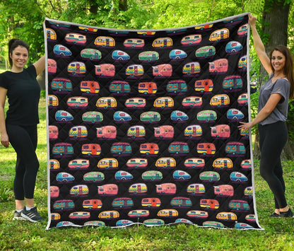 Camper Camping Pattern Premium Quilt-JTAMIGO.COM