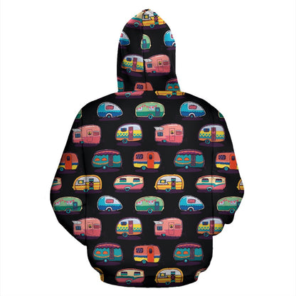 Camper Camping Pattern Pullover Hoodie